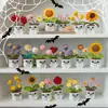 Boneca de Tecido Engraçada Popular Transfronteiriça Plantas Ornamentos de Mesa Plantas em Vasos de Lã Tricotados Buquê de Halloween Presentes