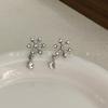 Pendientes coreanos de Navidad para otoño e invierno con diseño de copo de nieve y borlas de circonita, estilo gota, textura ligera, de lujo, para mujer.