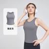 Chaleco de yoga de verano personalizado con cuello redondo, cinturón de alta elasticidad, almohadilla para el pecho, ajustado, anti-caminar, de secado rápido, transpirable y deportivo.
