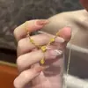 [Sonho de Rosa] Novo Chinês Retrô Rosa Romântico Rosa Colar Feminino Dourado Flor Pingente Leve Luxo Clavícula