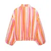 Chaqueta Bomber Rayada de Manga Larga con Cuello Alto para Mujer, Novedad Primavera 2026, Transfronteriza Aliexpress 7782343