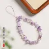 Cordón para Teléfono Personalizado de Cristal Amarillo Natural para Mujeres, Correa de Muñeca Corta con Fragmentos de Cristal Natural, Accesorio de Cadena para Teléfono Anti-Pérdida
