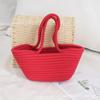 Verano Nuevo Bolso de Hombro de Mano para Mujer Tejido de Cuerda de Algodón Color Sólido Moda Moda Estilo Playa Vacaciones Bolso Street Beat
