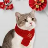 Gato Año Nuevo Accesorios para Mascotas Bufanda Danza del León Roja Hilo Caliente Tejido Bufanda para Perro Calentador de Cuello Festivo para Perro