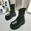 Botines de Gama Alta para Mujer 2025 Nuevos Populares Plataforma Suela Gruesa Aumentadores de Altura Botas Retro Blancas Botas