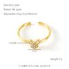 Anillo de Diamantes de Acero Inoxidable Transfronterizo con Abertura de Diamante Anillo de Diamantes Moda INS para Mujer Amor Estrella de Seis Puntas Anillo Ajustable Joyería