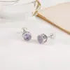 Aretes de Plata Yuebao Jewelry Amatista Plata de Ley S925 Citrino Corte Redondo Seis Palabras Mantra Estilo Étnico En Stock