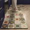 Conjunto de Tapetes de Cozinha Simples Transfronteiriço Tapete de Porta de Entrada Absorvente de Água Fácil de Cuidar Veludo Cristal Longo Antiderrapante Tapete para Pés