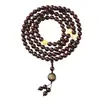 Pulseira de Pau-Rosa Estrela Dourada Indonésia Natural com 108 Contas, Pingente de Lótus Vintage, Rosário Budista de Mão para Homens