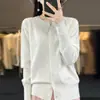 Estilo de Otoño para Ir al Trabajo Nuevo Cardigan de Punto de Lana de Cordero Cuello Pequeño Estilo Corto Suéter Superior para Mujer Manga Larga Ropa de Abrigo