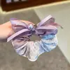 Elástico de Cabelo Scrunchie Roxo Taro Floral em Contraste Estilo Coreano para Mulheres, Doce e Fresco com um Toque de Luxo Acessório de Cabelo