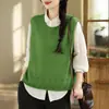 Colete feminino moderno e estiloso, novo suéter de malha de algodão primavera 2026, design casual, caimento solto, adequado para usar em camadas