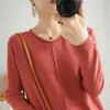 Venta al por mayor transfronteriza de nuevos suéteres de punto para mujer de primavera y otoño, de corte holgado, versátiles, de cuello redondo, de manga larga, camisetas básicas casuales
