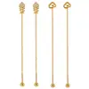 Pendientes Elegantes de Hilo para Oreja Estilo Coreano Estilo Ins Modelo Nuevo Incrustados con Diamantes Patrón de Espina de Pez Nube Acero de Titanio Chapado en Oro de 24K con Cierre de Rosca