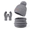 Set de tres piezas de gorro, bufanda y guantes de invierno, moda coreana, gorro de lana tejida, gorro para mujer para exteriores, cálido, con protección para las orejas