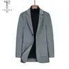 Abrigo de Lana de Corte Ajustado a Media Longitud para Hombre, Gabardina Gruesa de Lana, Traje de Lana para Hombre con Cuello de Solapa, Admite Personalización
