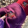 Bufanda romántica morada "Historia de Londres" de 100% lana merino, tejida, bordada, para parejas, estilo invierno.