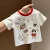 Camiseta de Manga Corta para Niñas con Estampado de Dibujos Animados Shin-Chan, Linda y Elegante, Top Versátil de Verano, Estilo Nuevo