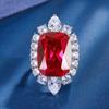Joyería Zhuang Shengsheng Estilo Europeo y Americano Simulación Corindón Rojo Leopardo Lujo Engaste Conjunto Piedra Principal 15*20 Aretes 7*9