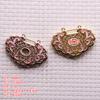 F60671 Cobre Hecho a Mano DIY Dos Tonos Punto Pastel Esmeralda Accesorios Básicos Adorno para el Cabello Material Hanfu 33*45mm