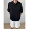 Camiseta de Meio Zíper de Manga Curta Insane High Street Americana Cleanfit para Homens e Mulheres Ins Tendência Europeia e Americana Loose Top Básico