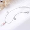 925H Letra Cristal de Fresa Plata de Ley Pulsera Cristal Rosa Mori Japón y Corea del Sur Joyería de Mano Pequeña Fresca En Vivo