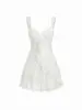 Vestido camisola de renda com estampa floral estilo europeu e americano, cintura plissada em forma de coração, vestido curto com babados afina a silhueta INS