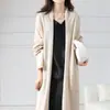 Estilo Super Largo 100% Lana Otoño/Invierno Nuevo Cárdigan Tejido Suéter Abrigo Estilo Perezoso Holgado para Mujer Versátil Largo