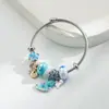 Nova Pulseira Panjia Doraemon de Aço Inoxidável Prateado com Pingente Fofo de Pônei em Liga Metálica com Contas, Pulseira Ajustável