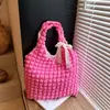 Bolso de Hombro Plisado Estilo Coreano con Forma de Burbuja para Niñas, Bolso Tote Casual de Gran Capacidad de Moda