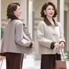 Nuevo abrigo de estilo chino para otoño e invierno, talla grande, para madres 2026, corte ajustado, talla grande, cárdigan de estilo tradicional, abrigo versátil