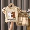 Ropa para niños Conjunto de manga corta para niños Camiseta de algodón Conjunto de dos piezas Ropa para bebés Ropa coreana para niños
