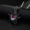 Cadena de Colgante de Suéter Gengar de Dibujos Animados Europeos y Americanos Personalizada, Pequeño Monstruo con Diamantes, Collar Hip-Hop, Accesorios de Joyería al por Mayor