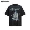 Camiseta de manga corta con cuello redondo y estampado retro de dibujos animados de estilo americano para hombre y mujer, estilo vintage holgado de marca de moda de verano para parejas.