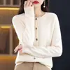 Cárdigan de Punto con Cuello Redondo para Mujer, Chaqueta de Punto con Patrón de Osmanthus para Mujer, Cárdigan Suelto de Punto para Otoño Transfronterizo, Camiseta Base de Punto de Manga Larga para Mujer