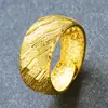 Popular Anillo Ajustable Chapado en Oro de 24 Quilates para Hombre, Retención de Color Duradera, Joyería de Oro Arenado, Latón Chapado en Oro Imitación para Mujer