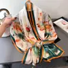 Lenço de Seda Grande Longo Estampado de Flores de Peônia Corte Primavera e Verão Xale de Viagem de Alta Qualidade Lenço Feminino Turban Protetor Solar