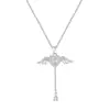 Collar de Ángel de Plata de Ley S925 Colgante de Ala para Mujer Lujo Accesible Diseño de Nicho de Alta Gama Simple y Versátil Corazón de Diamante