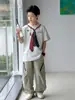 Pantalones Ligeros para Niños con Caída y Corte Curvo 2026 Verano Nuevo Diseño Estilo Coreano Panda YuanYuan Pantalones Casuales para Niños Mayores