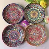 Conjunto de Tigela e Prato de Cerâmica Esmaltada Colorida Mista Estilo Boêmio para Casa, 4,8 Polegadas