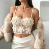 Top Camisola Floral Tridimensional Europeu e Americano Novo Estilo Transfronteiriço, Caimento Justo, Estilo Puro e Sexy, Corselete de Barbatanas