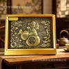 Novo ornamento de ouro puro 999 "Três Sóis Auspiciosos" ouro negro presente porta-retrato de mesa souvenir, suporta dropshipping