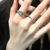 Design azul Moonstone anel aberto nicho feminino anel de dedo indicador de alto sentido 2024 novo anel personalizado