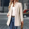 Abrigo de lana casual para mujer con cuello alto, longitud media, 2026 exportación transfronteriza, nuevo para otoño e invierno, prenda exterior de color liso, tienda independiente