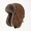 Sombrero de Cuero Sombrero Lei Feng para Hombre Invierno Engrosado Piloto Cálido Sombrero para Mujer Viento del Noreste Impermeable a Prueba de Frío Ciclismo Protección para los Oídos