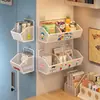 Estante para pared sin taladro para dormitorio, cesta de almacenamiento lateral para pared, estantería, estante para snacks, esenciales para dormitorio