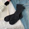 Calcetines calcetines medianos primavera y verano blanco leche calcetines JK de mujer lazo japonés versátil negro calcetines de felpa
