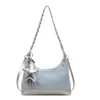 Bolso de mezclilla nuevo para mujer 2026, bolso bandolera de cadena acolchado de moda, bolso de media luna versátil casual de verano con textura