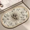 Tapete de Chão de Terra de Diatomáceas Estilo Americano Floral para Banheiro, Entrada de Vaso Sanitário, Tapete Antiderrapante, Tapete Absorvente de Secagem Rápida para Banheiro