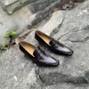 2608-2 Sapatos Slip-On Estilo Francês em Couro Genuíno Retrô, Design Original, Couro Bovino Genuíno, Confortáveis e Respiráveis